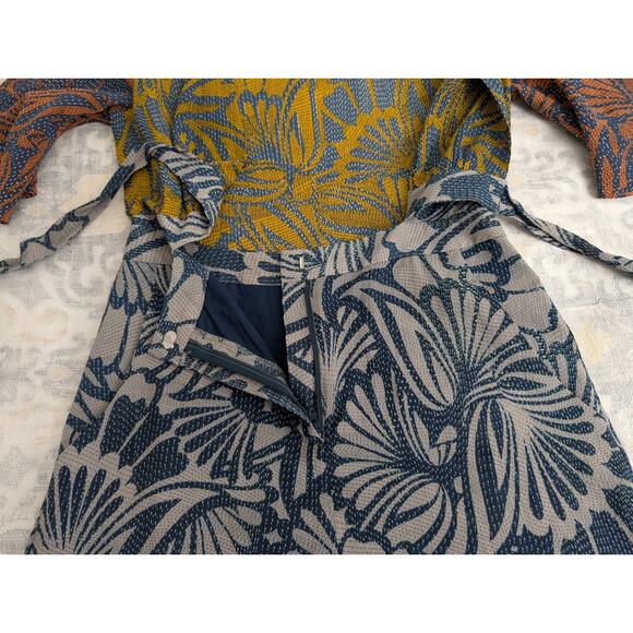 BCBGMAXAZRIA Ivy Cotton Silk Blocked Floral Print Tie Front Romper Size XS - Picture 6 of 13